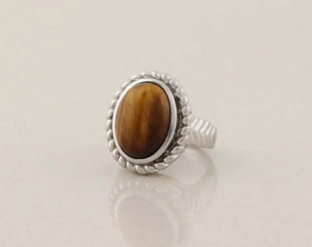 Sterling Silver Natural Tiger's Eye Ring Size 7 Ross Simons